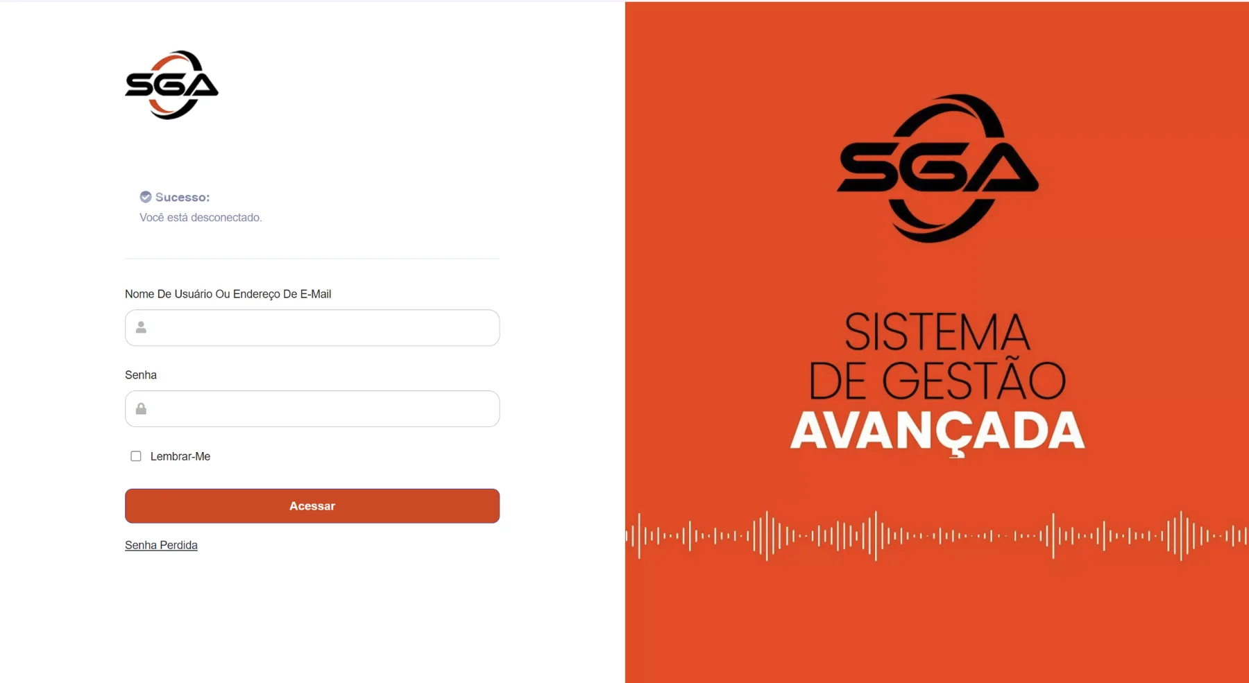 Tela de login do SGA
